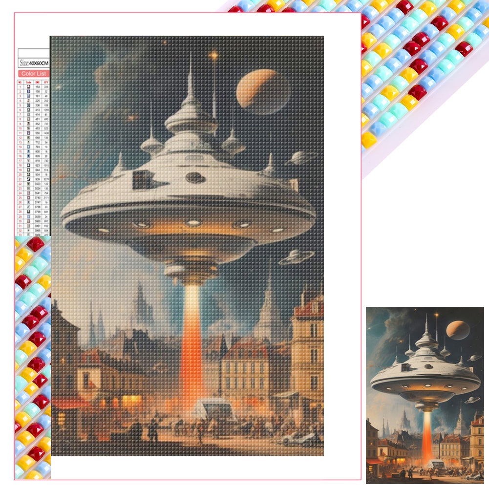 Diamond Painting - Full Square - Space rocket lighthouse (40*60CM)