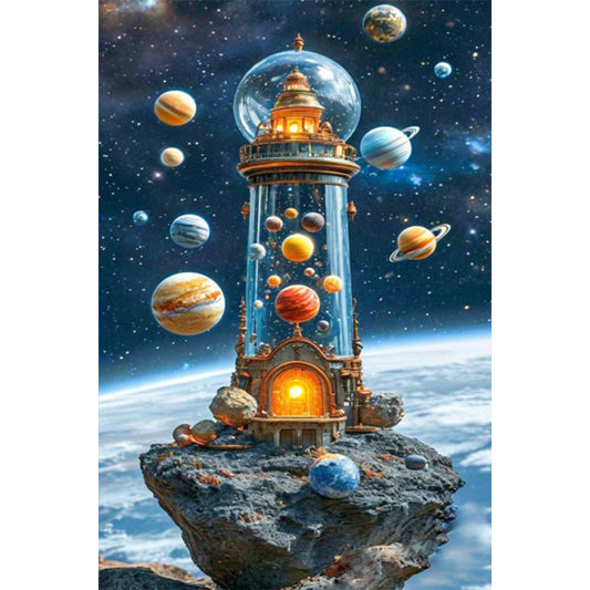Diamond Painting - Full Square - Space rocket lighthouse (40*60CM)