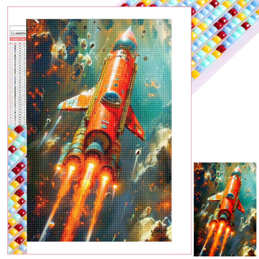 Diamond Painting - Full Square - Space rocket lighthouse (40*60CM)