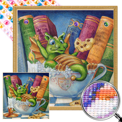 AB Diamond Painting - Full Round - Bathing little green dragon (40*40CM)