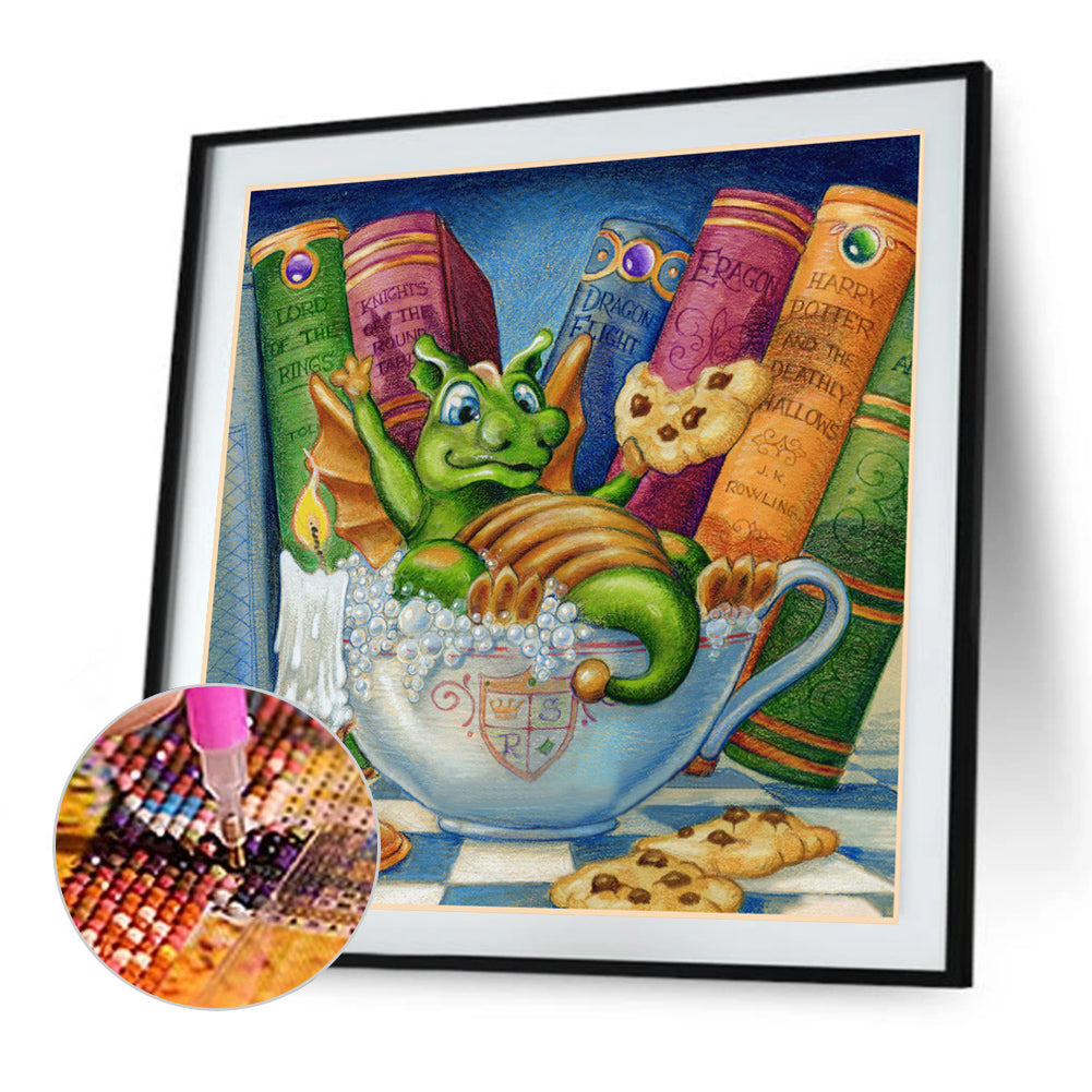 AB Diamond Painting - Full Round - Bathing little green dragon (40*40CM)