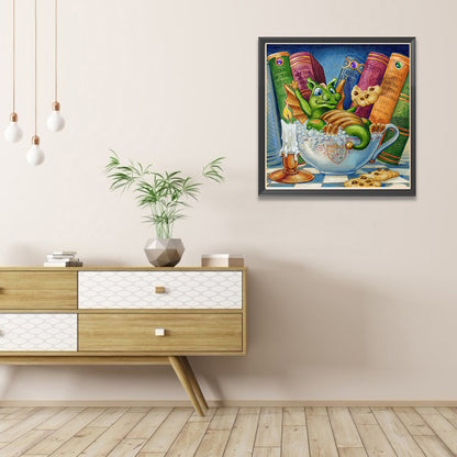 AB Diamond Painting - Full Round - Bathing little green dragon (40*40CM)