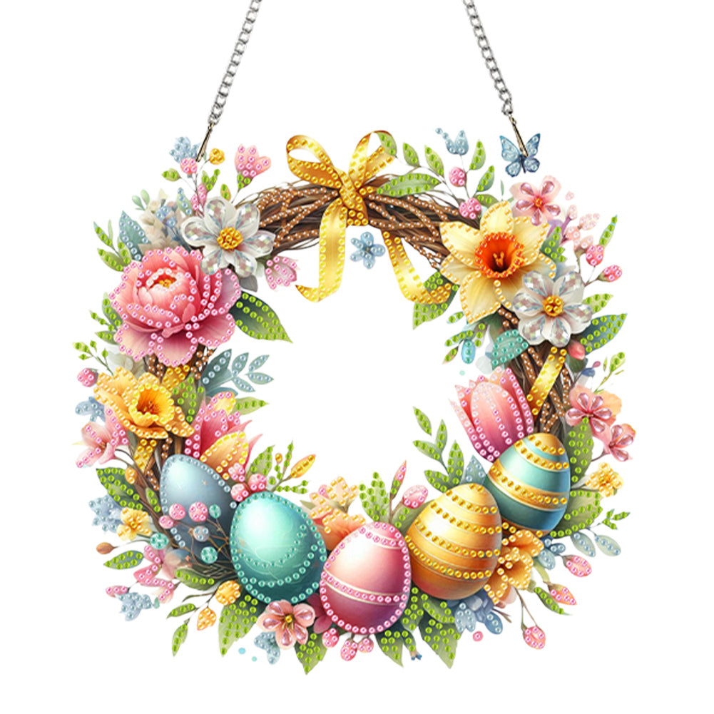 Acrylic Special Shape Easter Garland DIY Diamond Art Pendant Kit for Wall Window