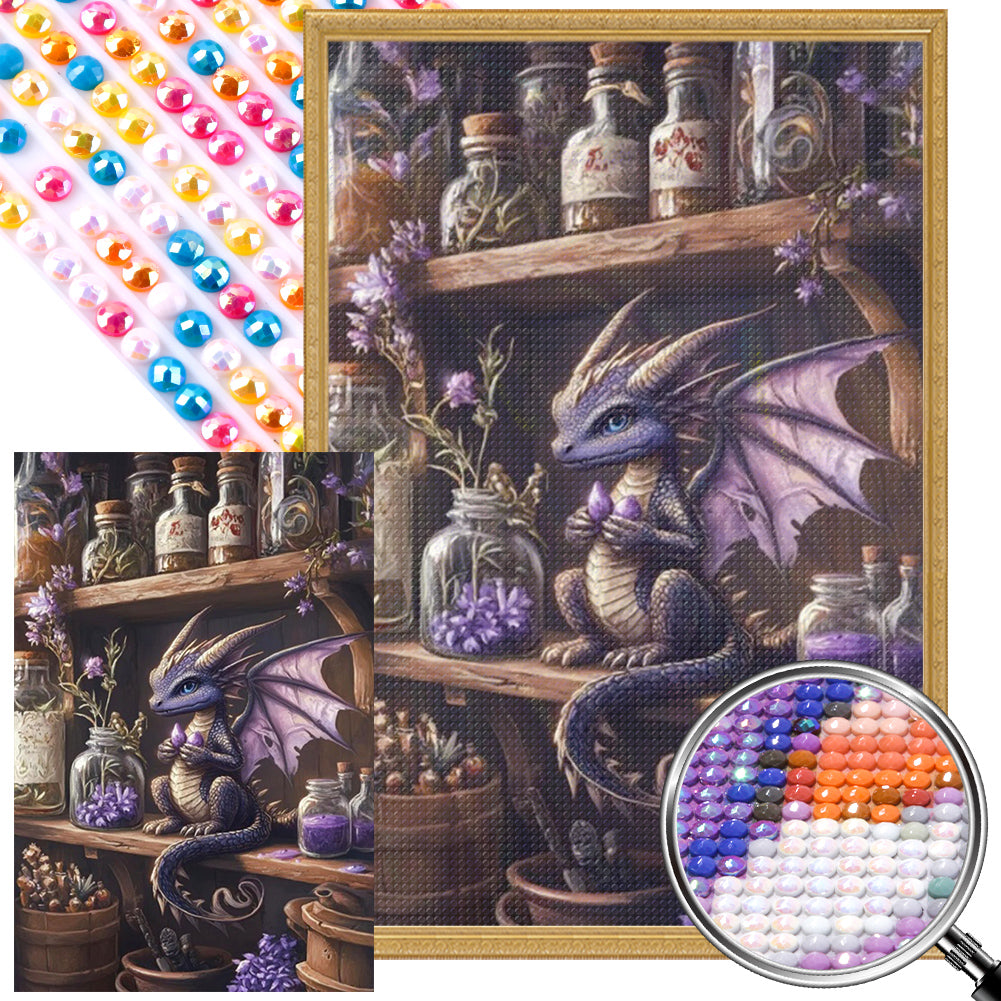 AB Diamond Painting - Full Round - Purple little dragon (40*60CM)