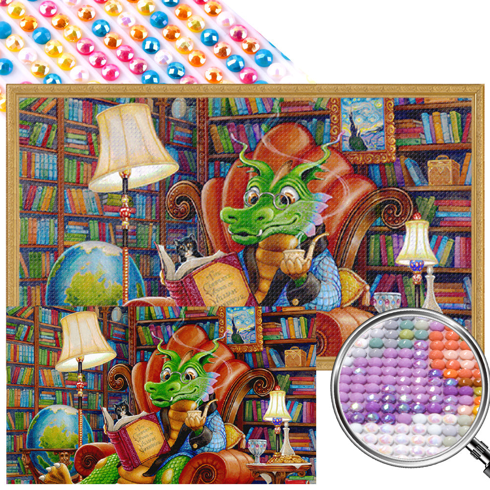 AB Diamond Painting - Full Round - Reading Mr. Green Dragon (40*70CM)