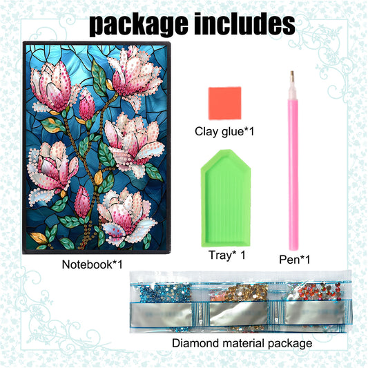Special Shaped Flowers 5D DIY Diamond Painting Notebook for Students Adults
