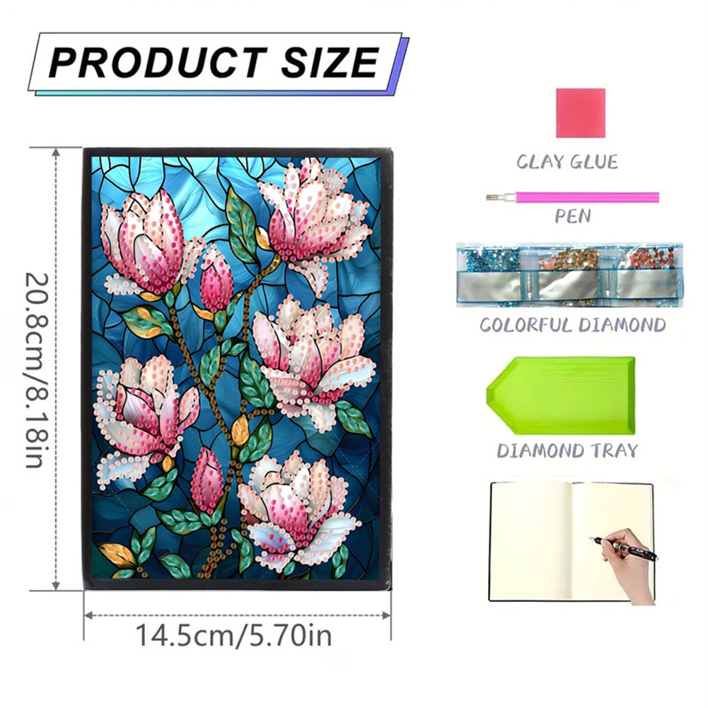 Special Shaped Flowers 5D DIY Diamond Painting Notebook for Students Adults