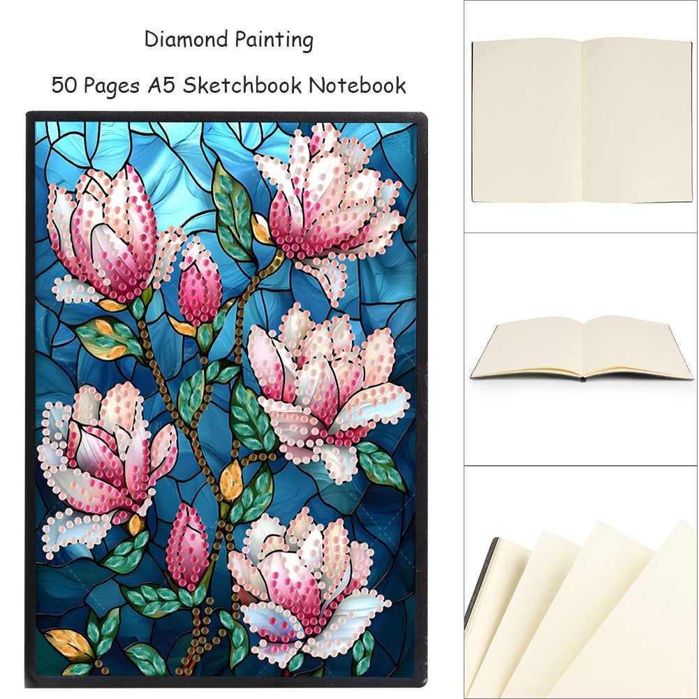 Special Shaped Flowers 5D DIY Diamond Painting Notebook for Students Adults