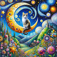 Load image into Gallery viewer, Diamond Painting - Full Square - Star and moon cat (40*40CM)
