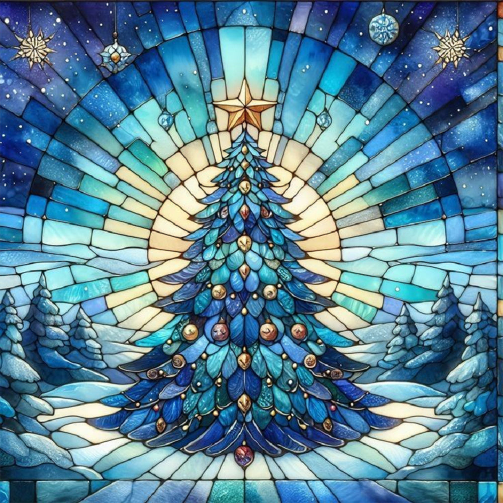 Diamond Painting - Full Round - Glass Art Christmas Tree (30*30CM)