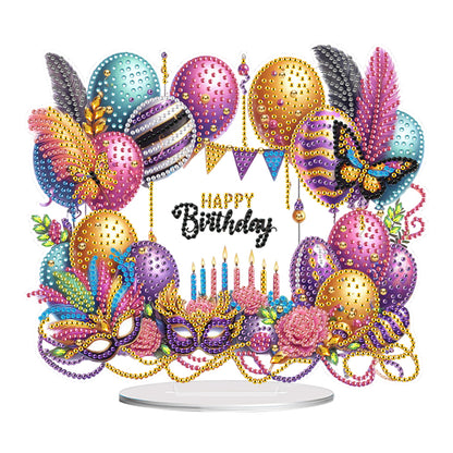 Acrylic Special Shape Carnival Happy Birthday Diamond Painting Desktop Ornaments