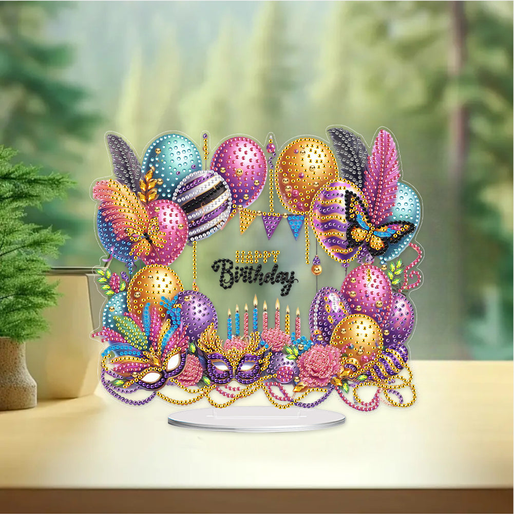 Acrylic Special Shape Carnival Happy Birthday Diamond Painting Desktop Ornaments