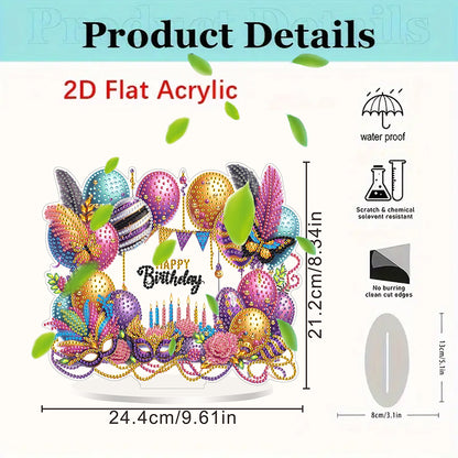 Acrylic Special Shape Carnival Happy Birthday Diamond Painting Desktop Ornaments
