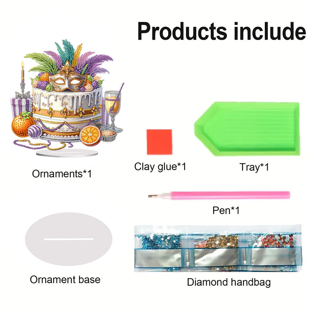 Acrylic Special Shape Carnival Cake Diamond Painting Desktop Ornaments