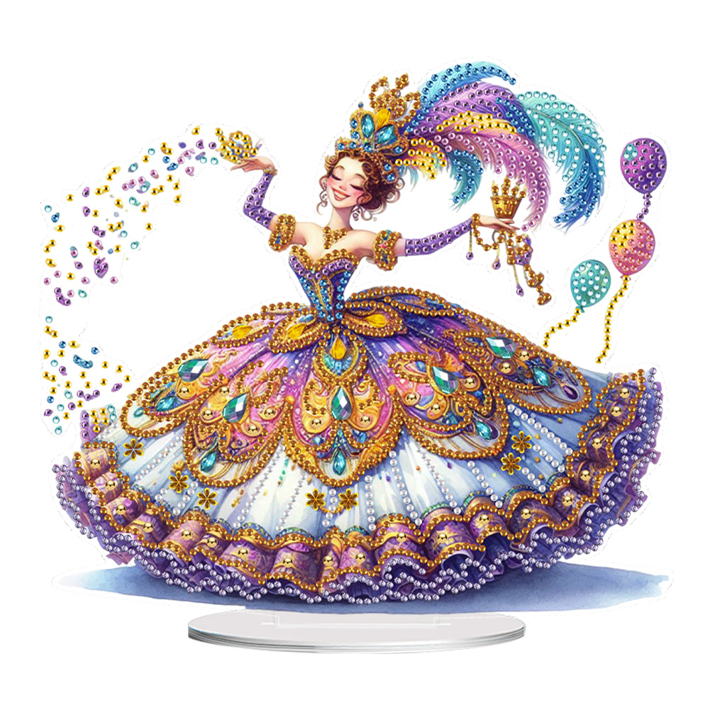 Acrylic Special Shape Carnival Dancing Girl Diamond Painting Desktop Ornaments