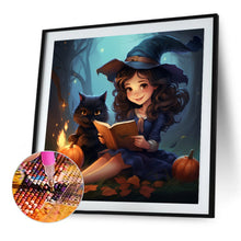 Load image into Gallery viewer, AB Diamond Painting - Full Round - Cute Little Witch and Black Cat (40*40CM)
