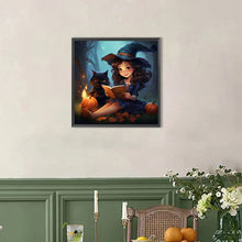 Load image into Gallery viewer, AB Diamond Painting - Full Round - Cute Little Witch and Black Cat (40*40CM)
