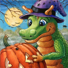 Load image into Gallery viewer, AB Diamond Painting - Full Round - Halloween Little Green Dragon (40*40CM)
