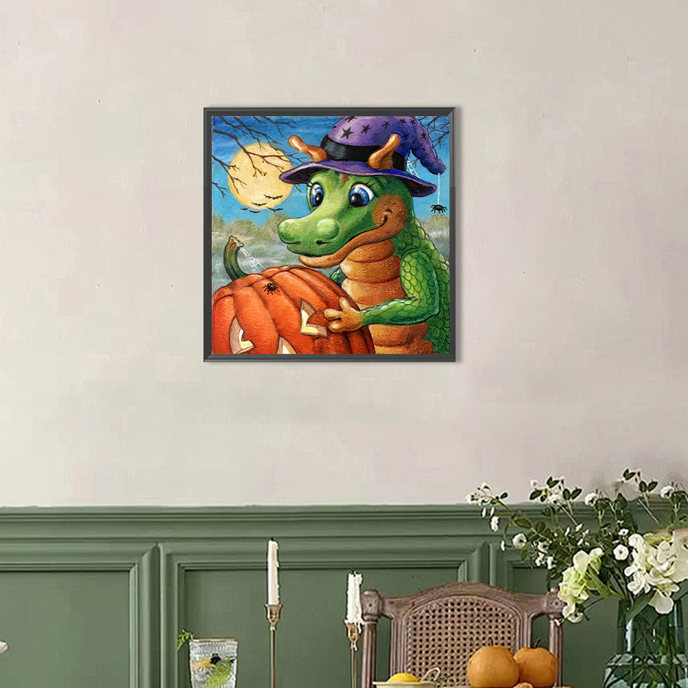 AB Diamond Painting - Full Round - Halloween Little Green Dragon (40*40CM)