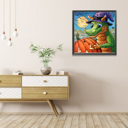 AB Diamond Painting - Full Round - Halloween Little Green Dragon (40*40CM)