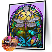 Load image into Gallery viewer, AB Diamond Painting - Full Round - Colored Window Dragonfly Painting (45*50CM)
