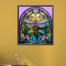 Load image into Gallery viewer, AB Diamond Painting - Full Round - Colored Window Dragonfly Painting (45*50CM)
