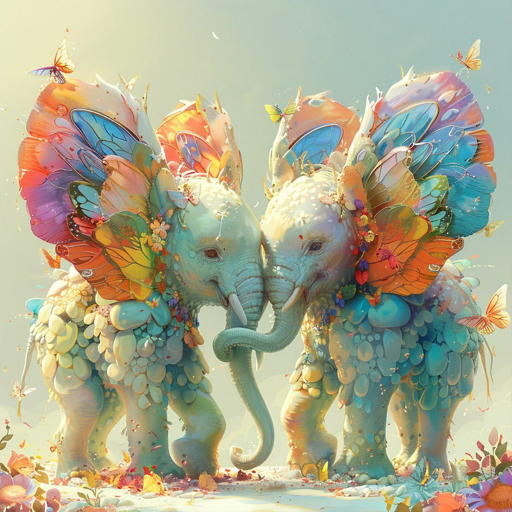 Diamond Painting - Full Round - Double elephants (40*40CM)