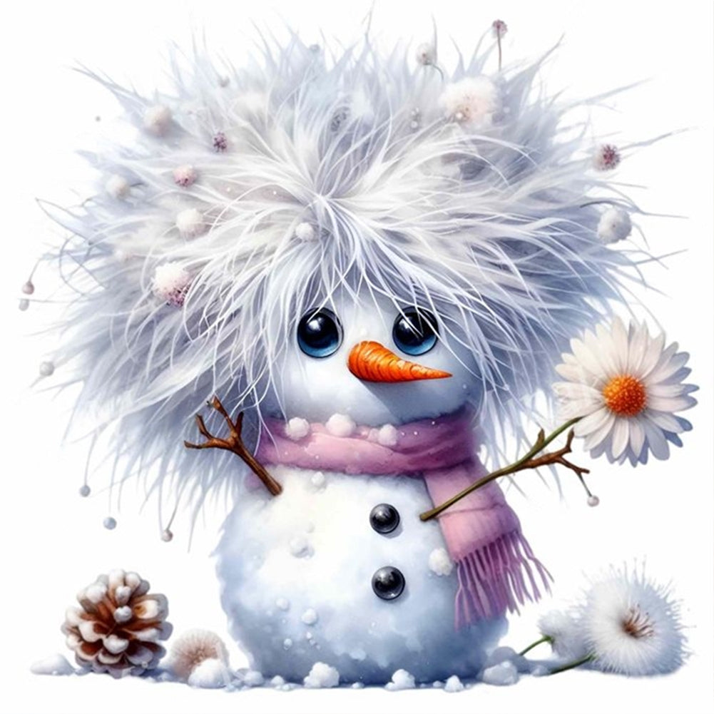 Diamond Painting - Full Round - Winter daisy snowman (30*30CM)