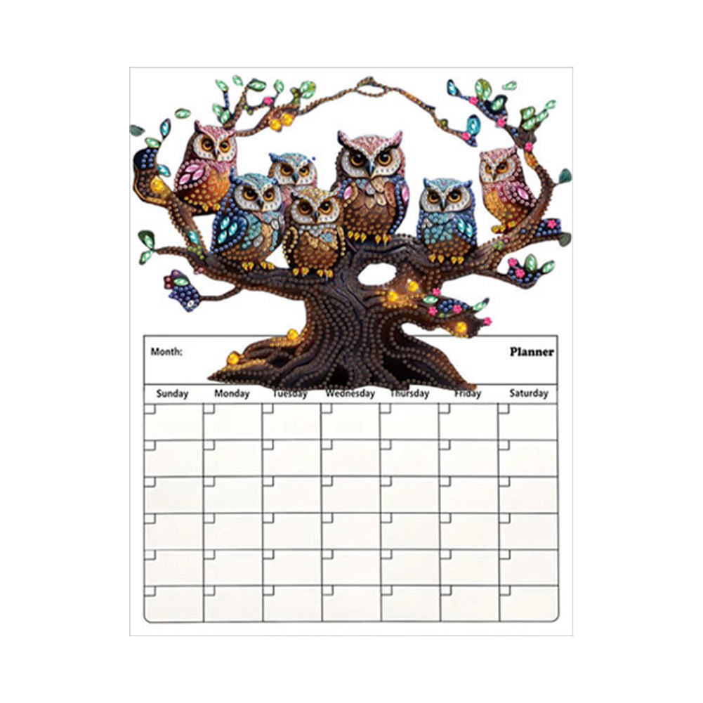 Owl On The Tree Diamond Painting Magnetic Fridge Calendar To-do List Calendar