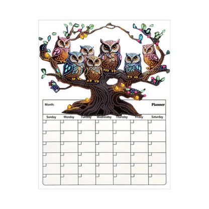 Owl On The Tree Diamond Painting Magnetic Fridge Calendar To-do List Calendar