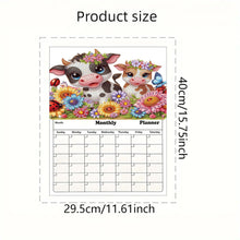 Load image into Gallery viewer, Cow Diamond Painting Magnetic Fridge Calendar To-do List Calendar for Beginners
