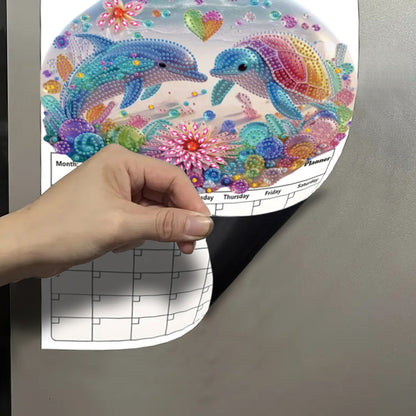 Dolphin Diamond Painting Magnetic Fridge Calendar To-do List Calendar for Adults