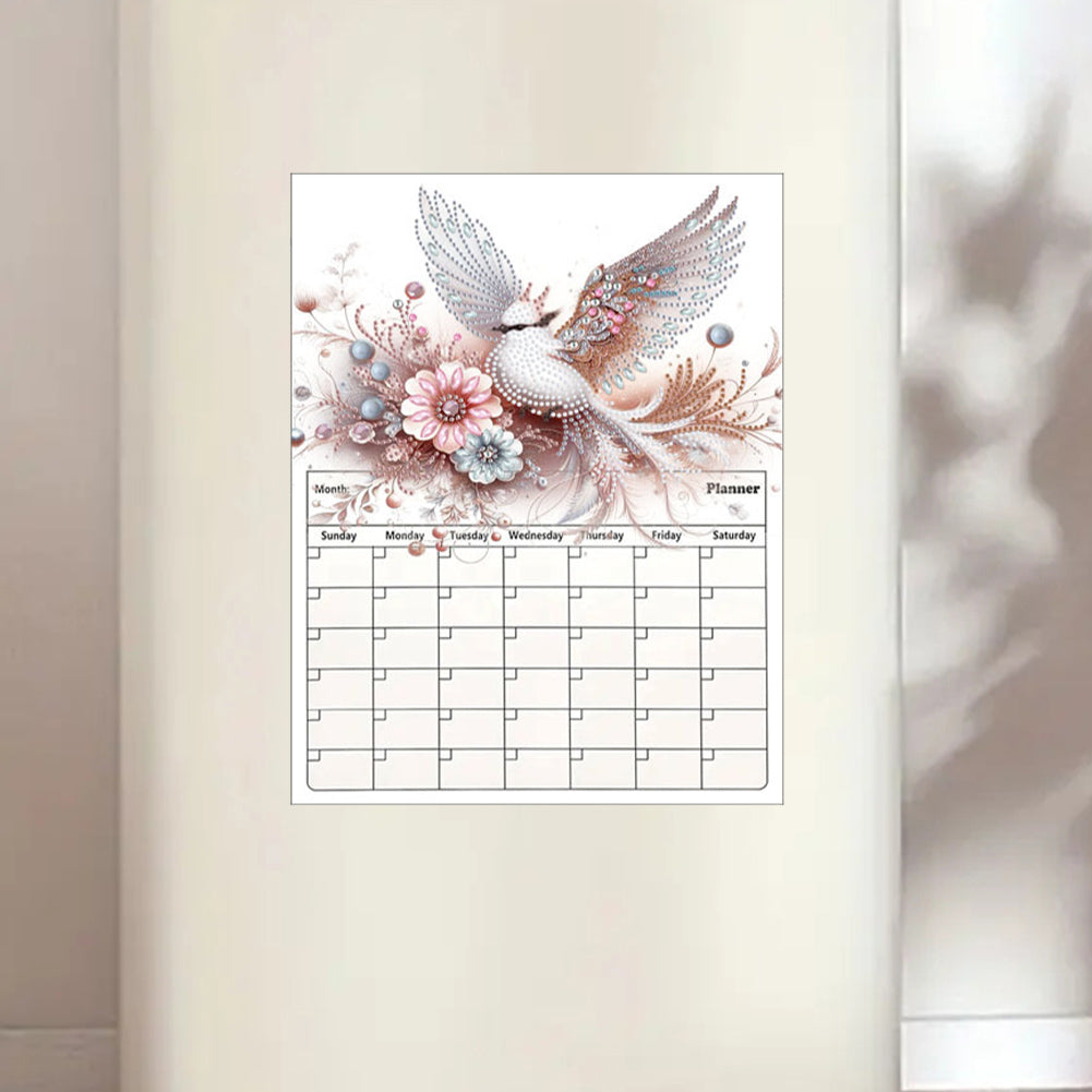 Flying Bird Diamond Painting Magnetic Fridge Calendar To-do List Calendar
