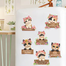Load image into Gallery viewer, 6Pcs Kittens Diamond Painting Fridge Magnet Diamond Art Magnets Decals for Decor
