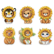 Load image into Gallery viewer, 6Pcs Sunflower Animals Diamond Painting Fridge Magnet Diamond Art Magnets Decals
