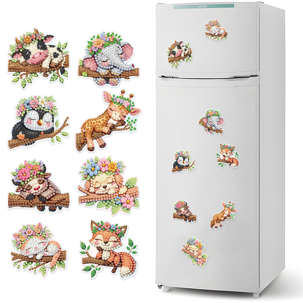 6Pcs Twig Animals Diamond Painting Fridge Magnet Diamond Art Magnets Decals