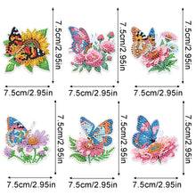 Load image into Gallery viewer, 6Pcs Flowers Butterfly Diamond Painting Fridge Magnet Diamond Art Magnets Decals
