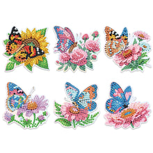 Load image into Gallery viewer, 6Pcs Flowers Butterfly Diamond Painting Fridge Magnet Diamond Art Magnets Decals
