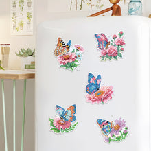 Load image into Gallery viewer, 6Pcs Flowers Butterfly Diamond Painting Fridge Magnet Diamond Art Magnets Decals
