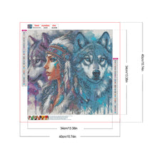 Load image into Gallery viewer, Diamond Painting - Full Round - Wolf and Bohemian Girl (40*40CM)
