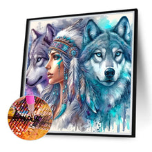 Load image into Gallery viewer, Diamond Painting - Full Round - Wolf and Bohemian Girl (40*40CM)
