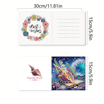 6Pcs Ocean DIY Diamond Painting Greeting Card for Holiday Party Favors