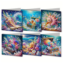 Load image into Gallery viewer, 6Pcs Ocean DIY Diamond Painting Greeting Card for Holiday Party Favors
