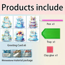 Load image into Gallery viewer, 6Pcs Cake DIY Diamond Painting Greeting Card for Holiday Party Favors
