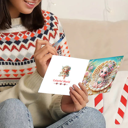 6Pcs Elf Princess DIY Diamond Painting Greeting Card for Holiday Party Favors