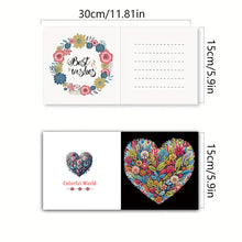 Load image into Gallery viewer, 6Pcs Heart Flower DIY Diamond Painting Greeting Card for Holiday Party Favors
