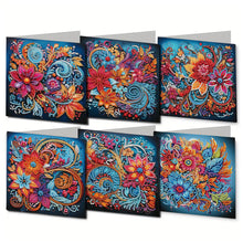 Load image into Gallery viewer, 6Pcs Flower DIY Diamond Painting Greeting Card for Holiday Party Favors
