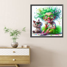 Load image into Gallery viewer, Diamond Painting - Full Round - Cat and green-haired grandma (40*40CM)
