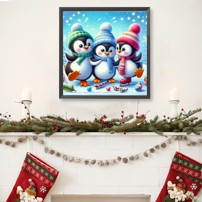 Diamond Painting - Full Round - Three snowmen (40*40CM)