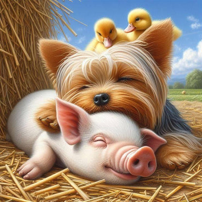 Diamond Painting - Full Square - Sleeping in layers on the farm (40*40CM)
